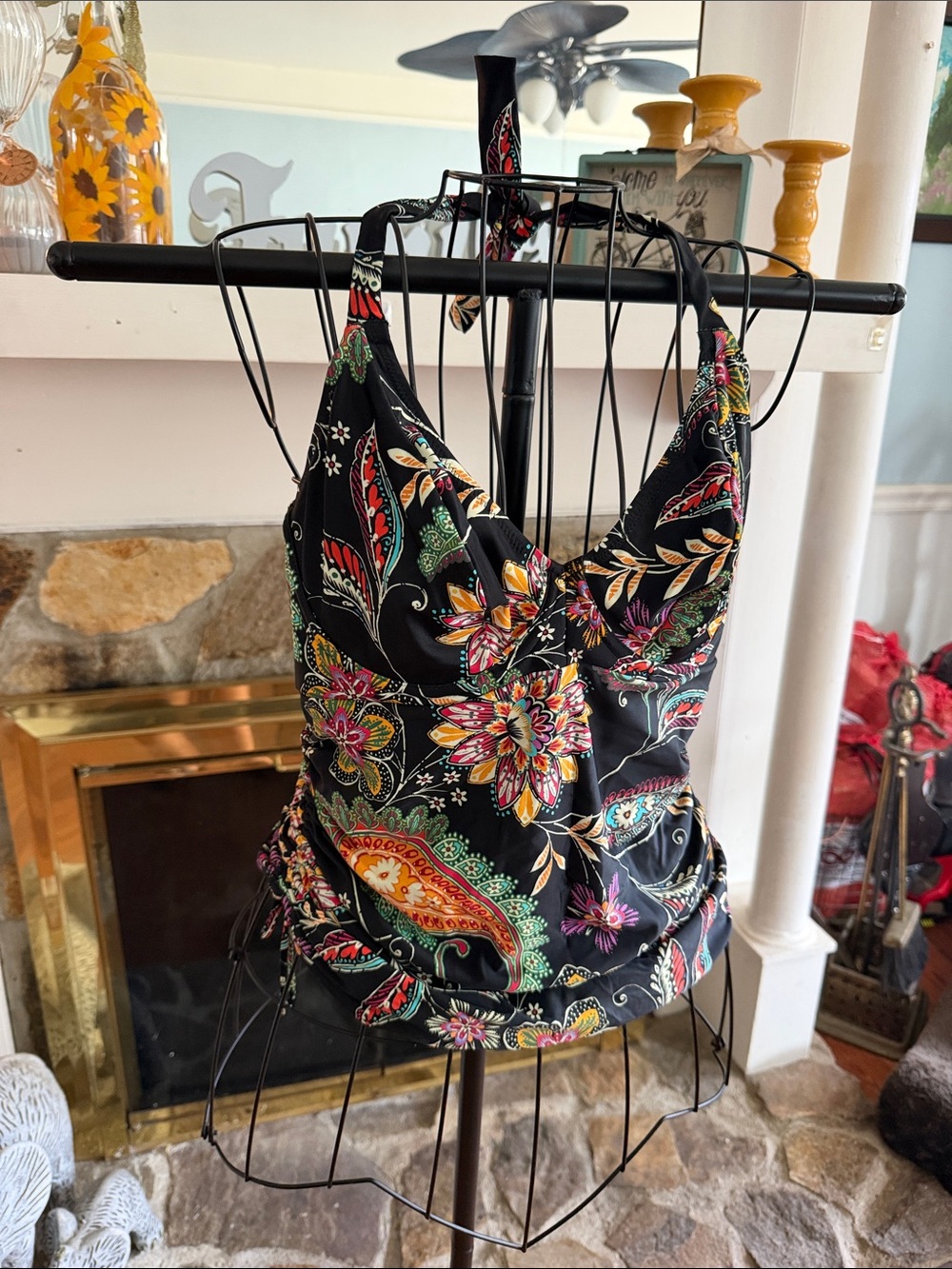 Fantasie Black Multicolor Paisley Floral Camisole